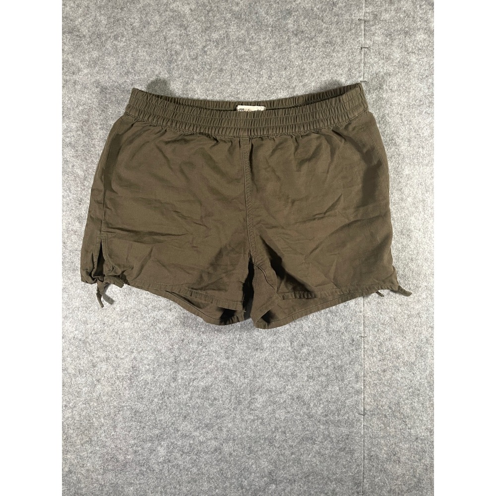 Madewell Womens Small Olive Green Elastic Waist Tie Hem Cotton Viscose Shorts